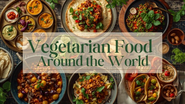vegetarian food cultures around the world - a luxurious spread of global plant-based cuisine
