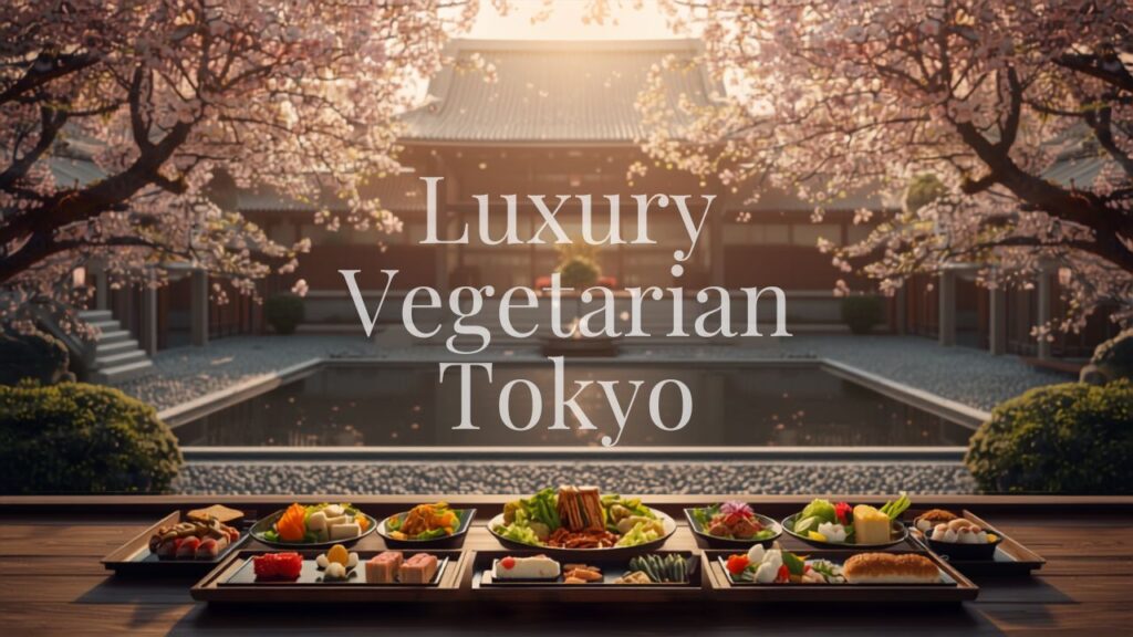 luxury vegetarian Tokyo - spring cherry blossoms in a Japanese temple garden