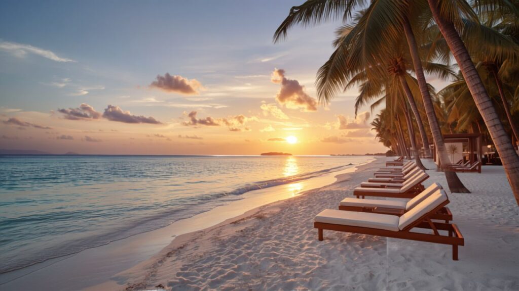luxury vegetarian wellness retreats - beachfront wellness resort at golden hour