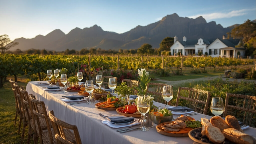 Luxury vegetarian travel by month - garden-to-table dinner in the Cape Winelands in November
