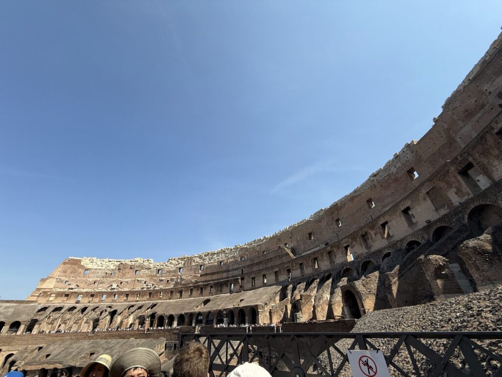 Rome 3 day itinerary - Colosseum tiers seen from the arena floor